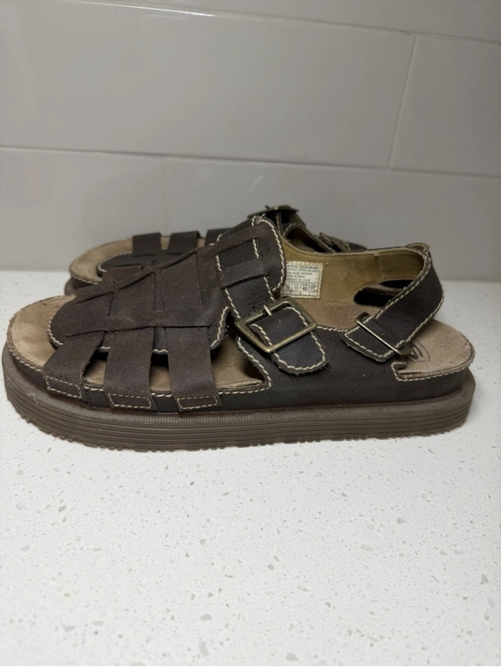 Skechers Fisherman Sandals Jammers Brown Leather vintage men’s size 11 Y2K